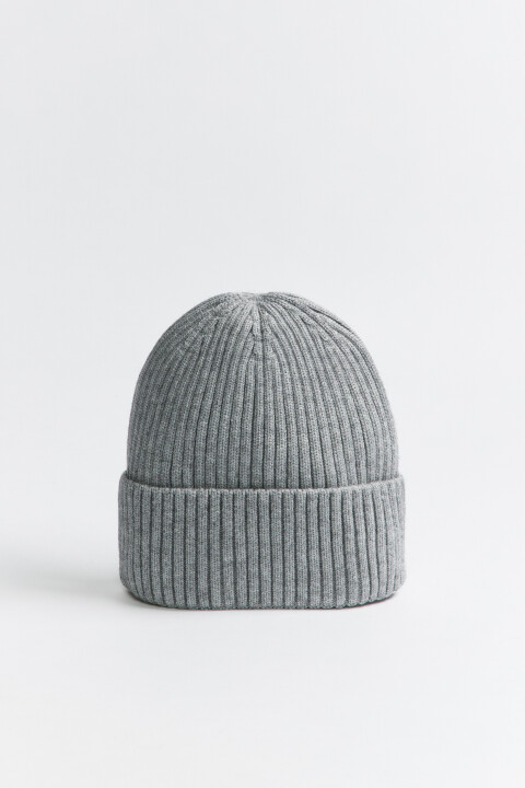 

Шапка-бини вязаная в рубчик, Серый, Шапка-бини вязаная в рубчик