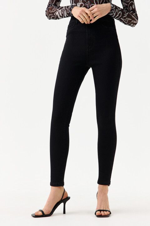 

Джинсы skinny с высокой посадкой, Черный, Джинсы skinny с высокой посадкой