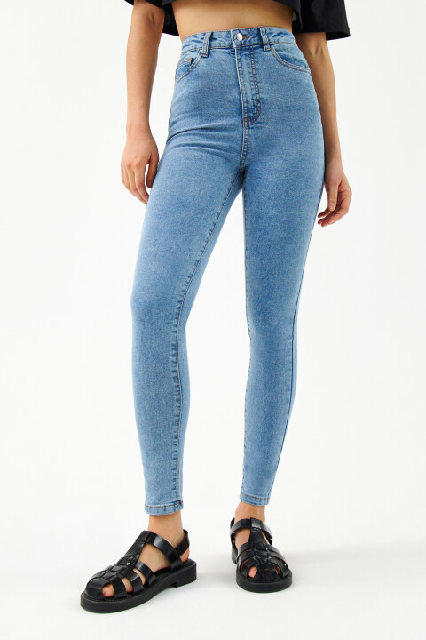 

Джинсы skinny с высокой посадкой, Голубой, Джинсы skinny с высокой посадкой