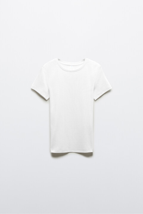 

Футболка базовая облегающая в рубчик, Белый, Футболка базовая облегающая в рубчик