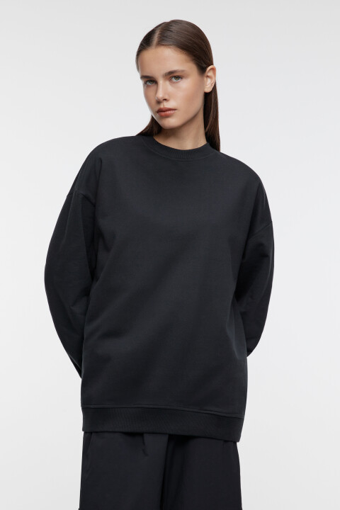 

Свитшот SWEATSHIRT оверсайз базовый, Черный, Свитшот SWEATSHIRT оверсайз базовый