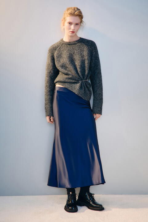 

Юбка-годе макси атласная, Синий, Юбка-годе макси атласная