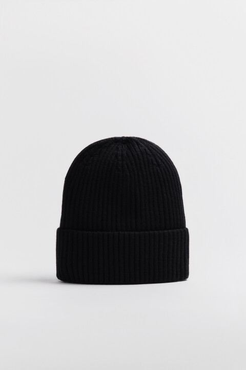 

Шапка-бини вязаная в рубчик, Черный, Шапка-бини вязаная в рубчик