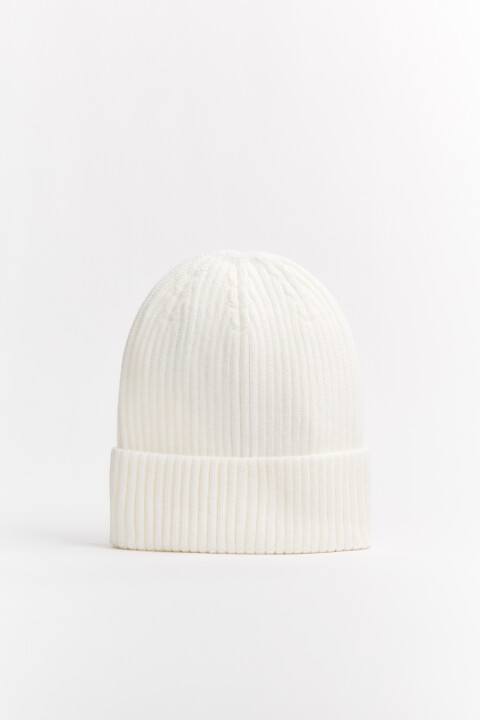 

Шапка-бини вязаная в рубчик, Белый, Шапка-бини вязаная в рубчик