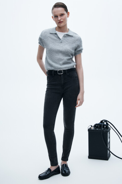 

Джинсы облегающие с высокой посадкой, Черный, Джинсы облегающие с высокой посадкой