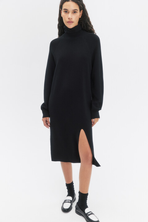 

Платье-свитер миди жаккардовое с разрезом, Черный, Платье-свитер миди жаккардовое с разрезом