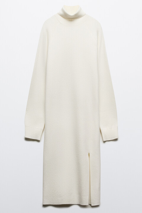 

Платье-свитер миди с разрезом, Молочный, Платье-свитер миди с разрезом