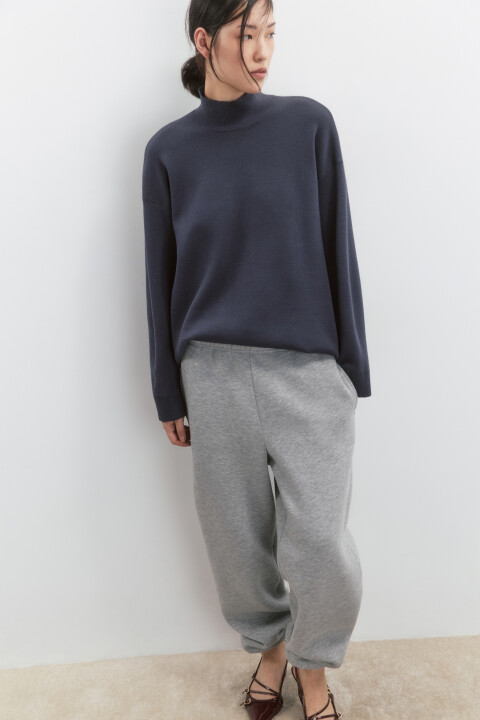 

Свитер вязаный вискозный с воротником-стойкой, Серый, Свитер вязаный вискозный с воротником-стойкой