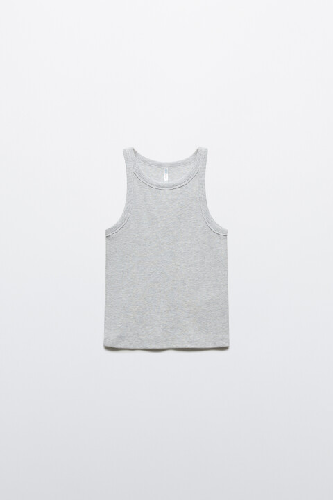 

Майка базовая облегающая в рубчик, Серый, Майка базовая облегающая в рубчик