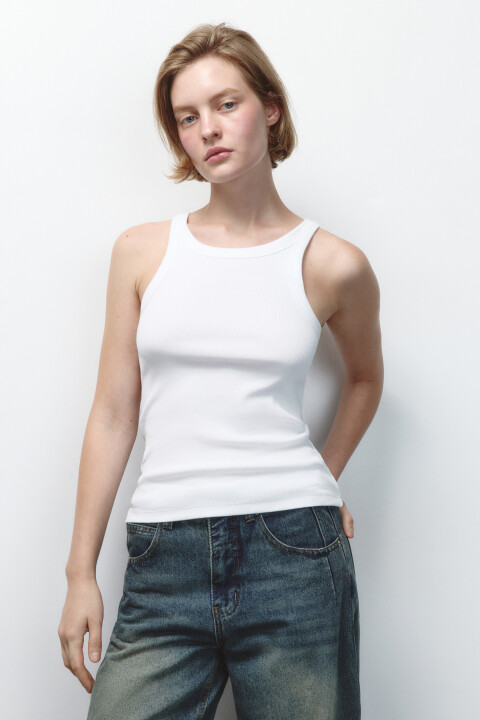 

Майка TANKTOP облегающая в рубчик, Белый, Майка TANKTOP облегающая в рубчик