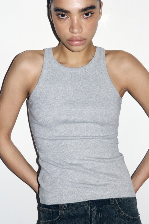 

Майка TANKTOP облегающая в рубчик, Серый, Майка TANKTOP облегающая в рубчик