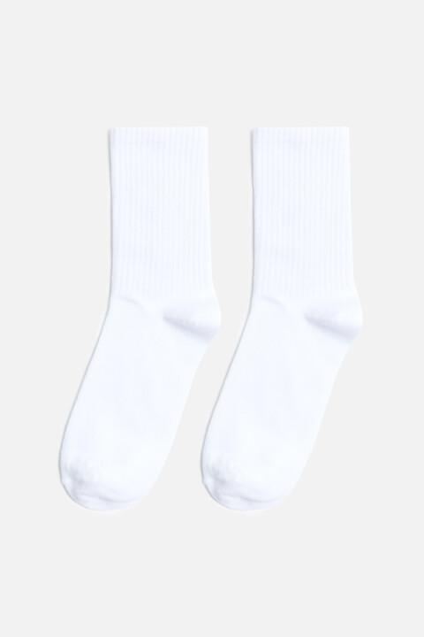 

Носки высокие базовые в рубчик, Белый, Носки высокие базовые в рубчик