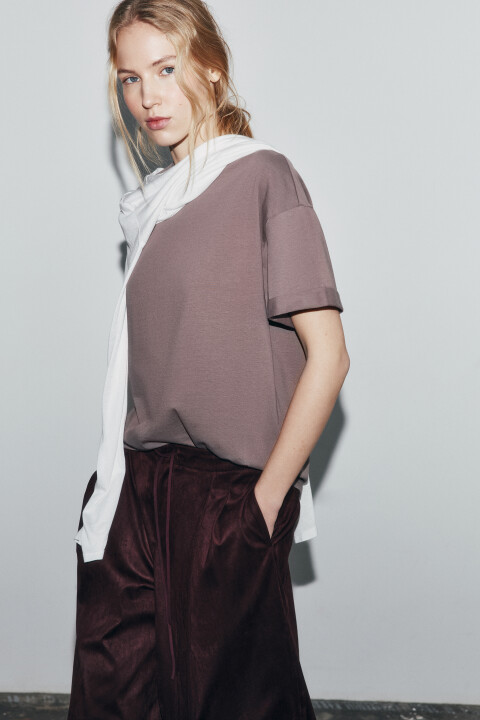 

Футболка свободная хлопковая, Коричневый, Футболка свободная хлопковая