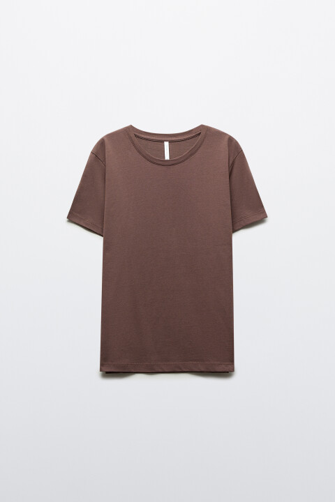 

Футболка прямая базовая из хлопка, Бежевый, Футболка прямая базовая из хлопка