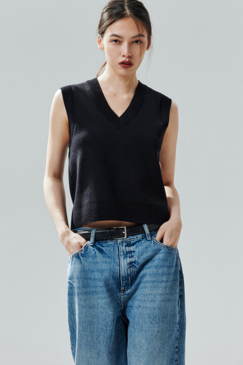 

Жилет из вязаного трикотажа, Черный, Жилет из вязаного трикотажа