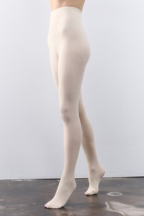 

Колготки теплые вязаные в рубчик, Ванильный, Колготки теплые вязаные в рубчик