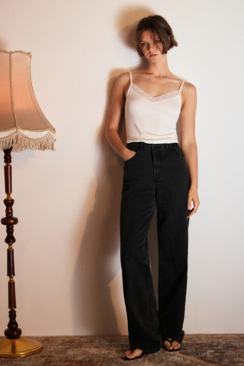 

Джинсы широкие с высокой посадкой, Серый, Джинсы широкие с высокой посадкой