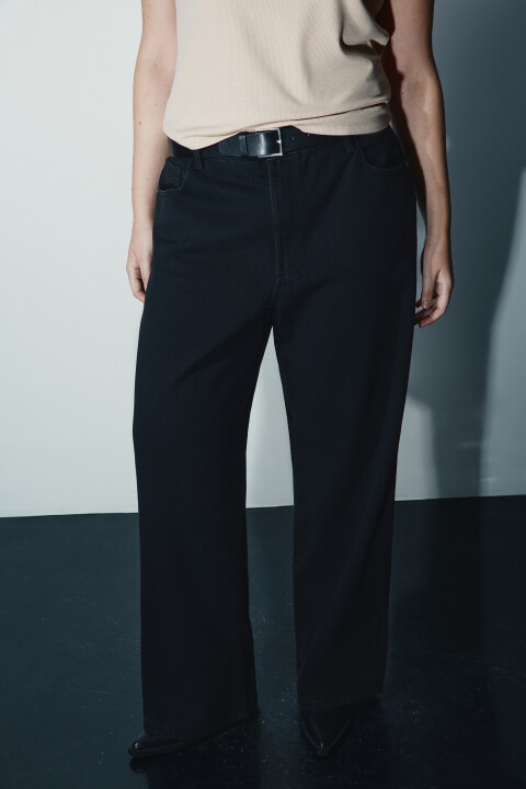 

Джинсы широкие с высокой посадкой, Черный, Джинсы широкие с высокой посадкой