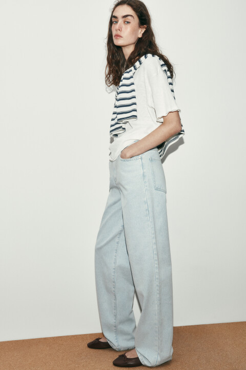 

Джинсы широкие с высокой посадкой, Голубой, Джинсы широкие с высокой посадкой