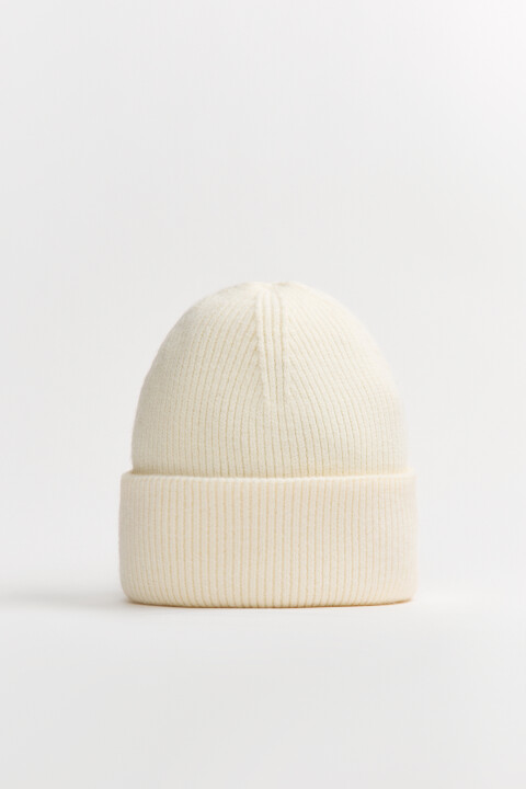 

Шапка-бини трикотажная в рубчик, Молочный, Шапка-бини трикотажная в рубчик