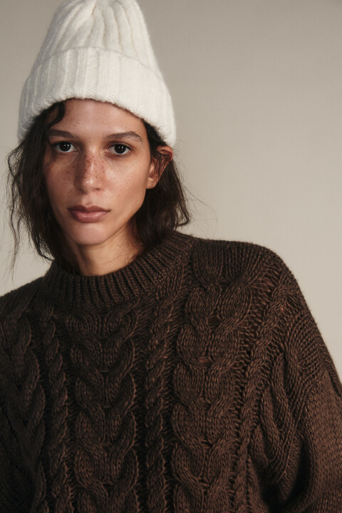 

Шапка-бини вязаная с шерстью, Молочный, Шапка-бини вязаная с шерстью