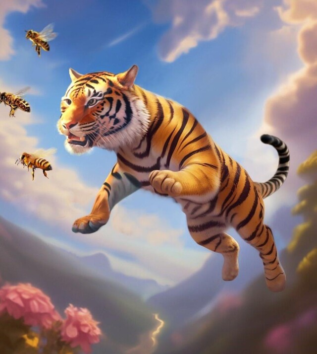 Тигр, наблюдающий за пчелами - CO:CREATE