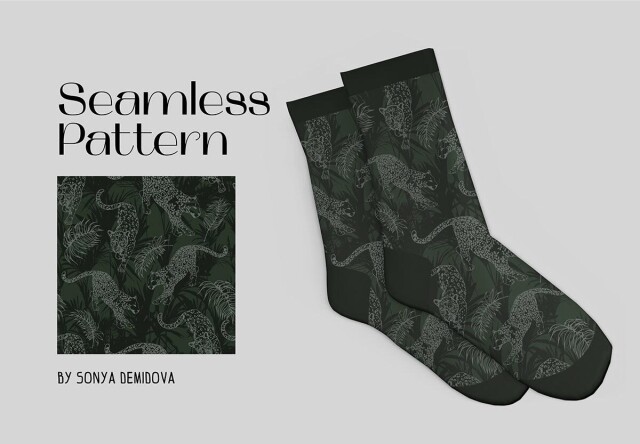 Бесшовный векторный узор на текстиль с леопардами - CO:CREATE 1