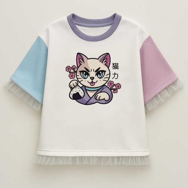 футболка в стиле kawaiicore: кот в кимоно - CO:CREATE