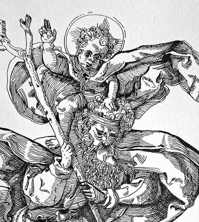 Saint Christopher and the half moon in an aureole - CO:CREATE