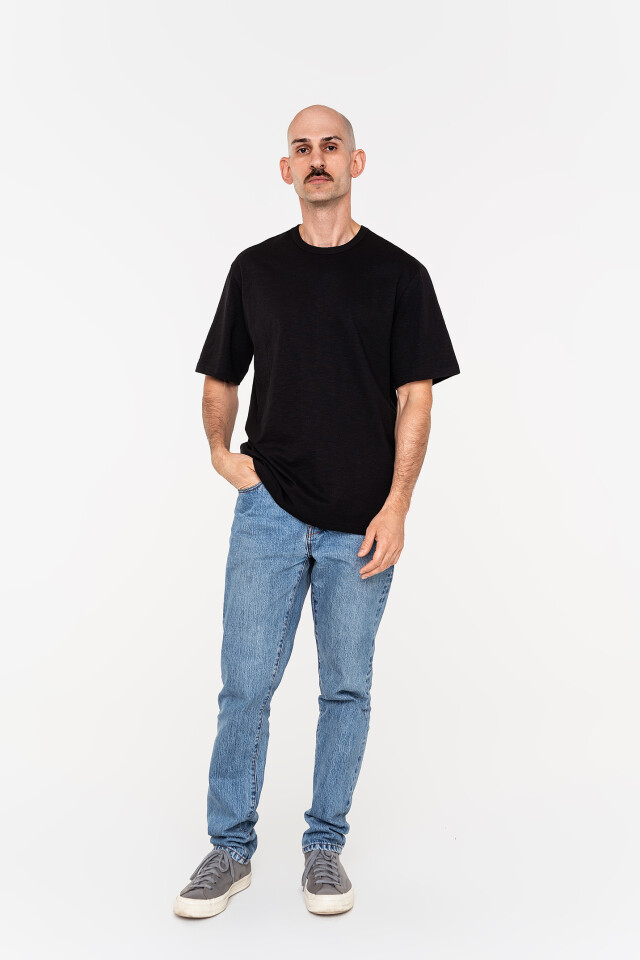 Футболка хлопковая oversize с эффектом потертости - цвет черный - 1