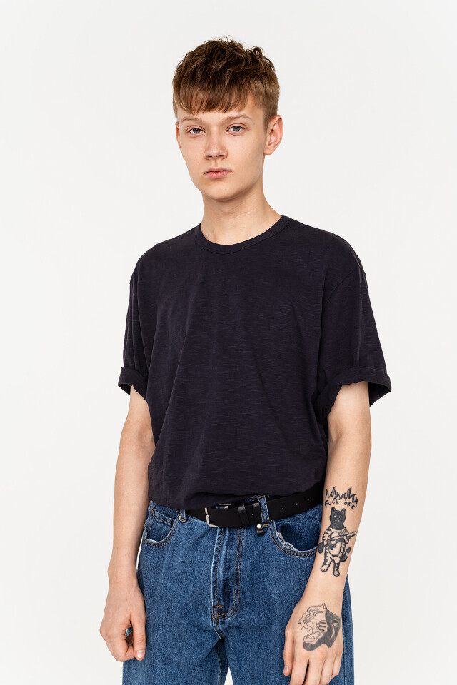 Футболка хлопковая oversize с эффектом потертости - цвет синий - 2