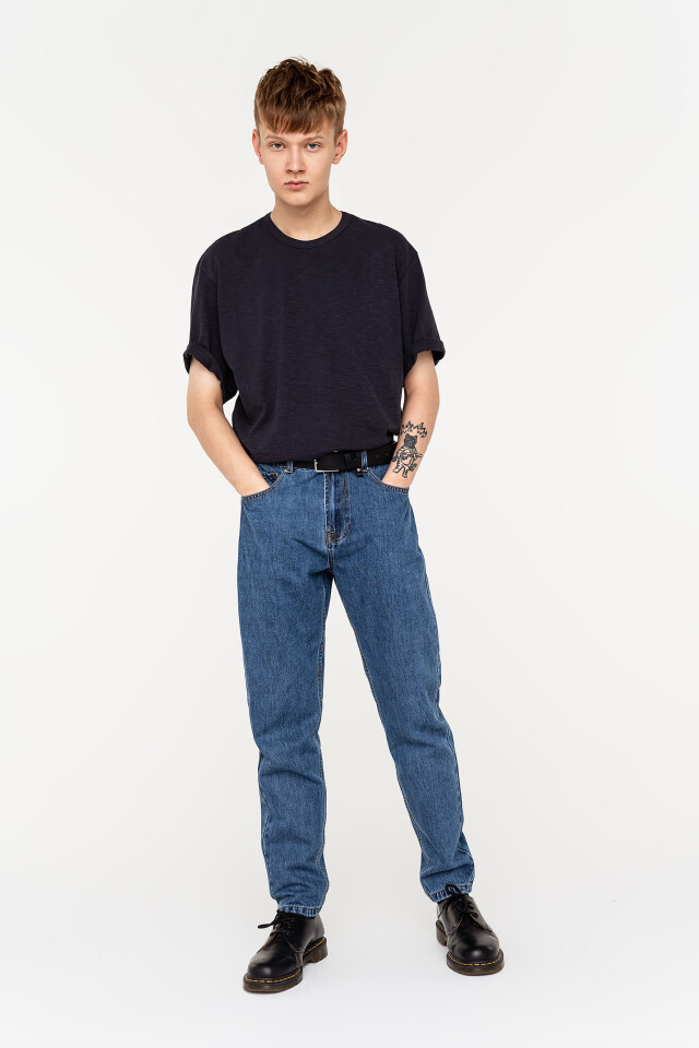 Футболка хлопковая oversize с эффектом потертости - цвет синий - 3