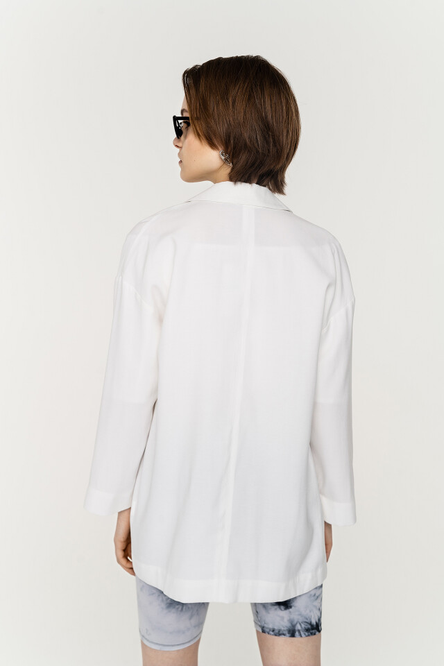 жакет двубортный удлиненный oversize из вискозы - цвет белый - 5