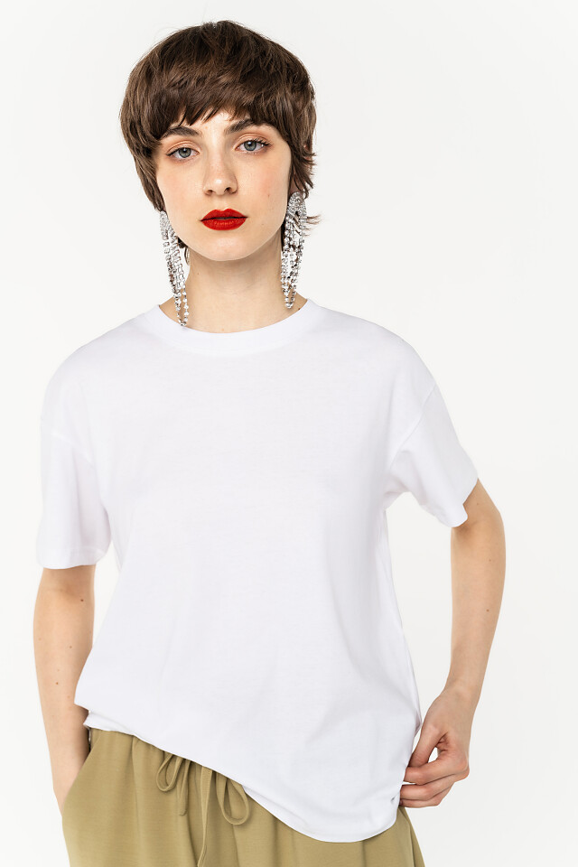 футболка хлопковая oversize - цвет белый - 1