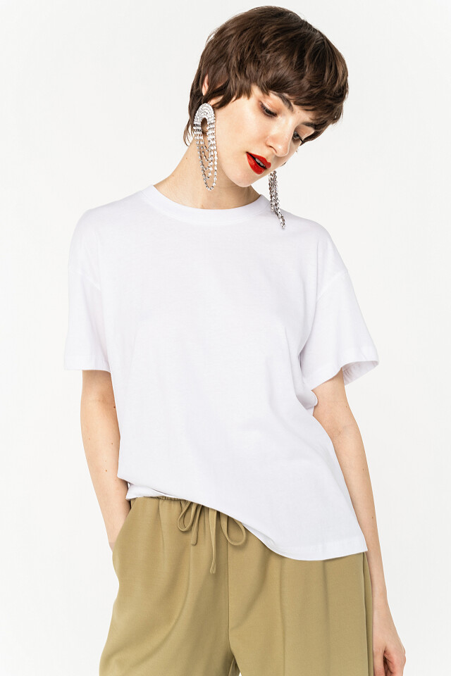 футболка хлопковая oversize - цвет белый - 2