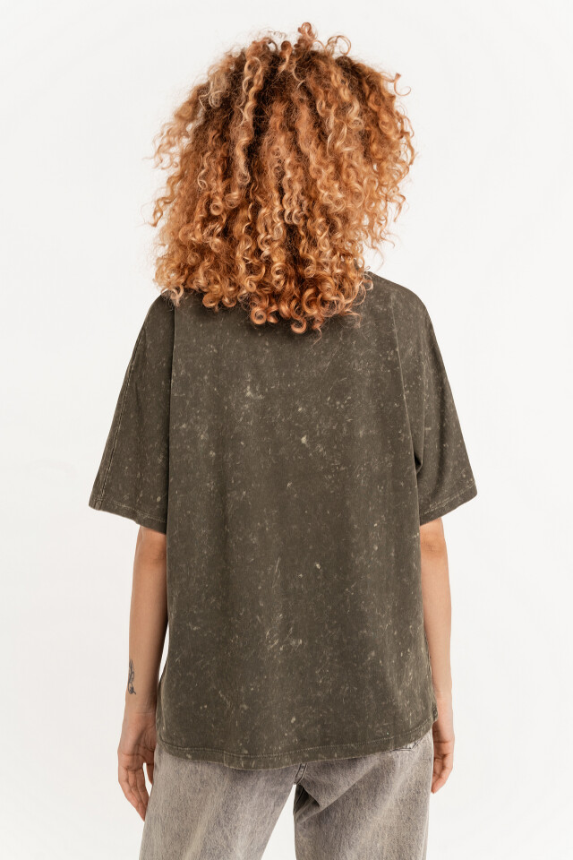 Футболка oversize с эффектом потертости - цвет зеленый - 5