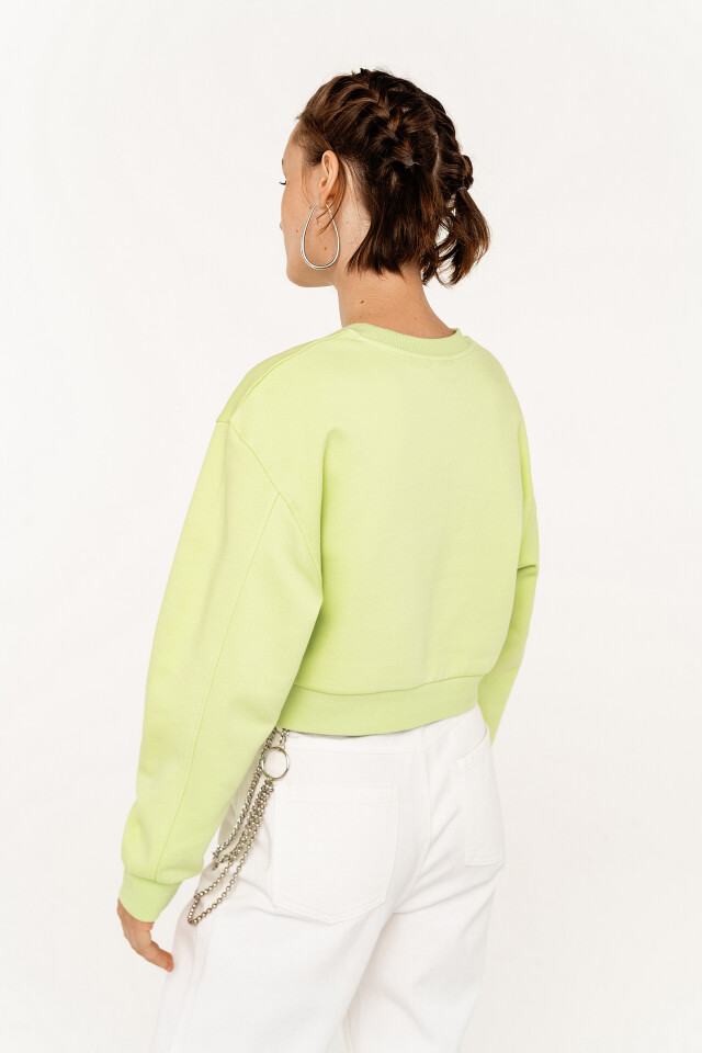 свитшот хлопковый укороченный oversize - цвет зеленый - 4