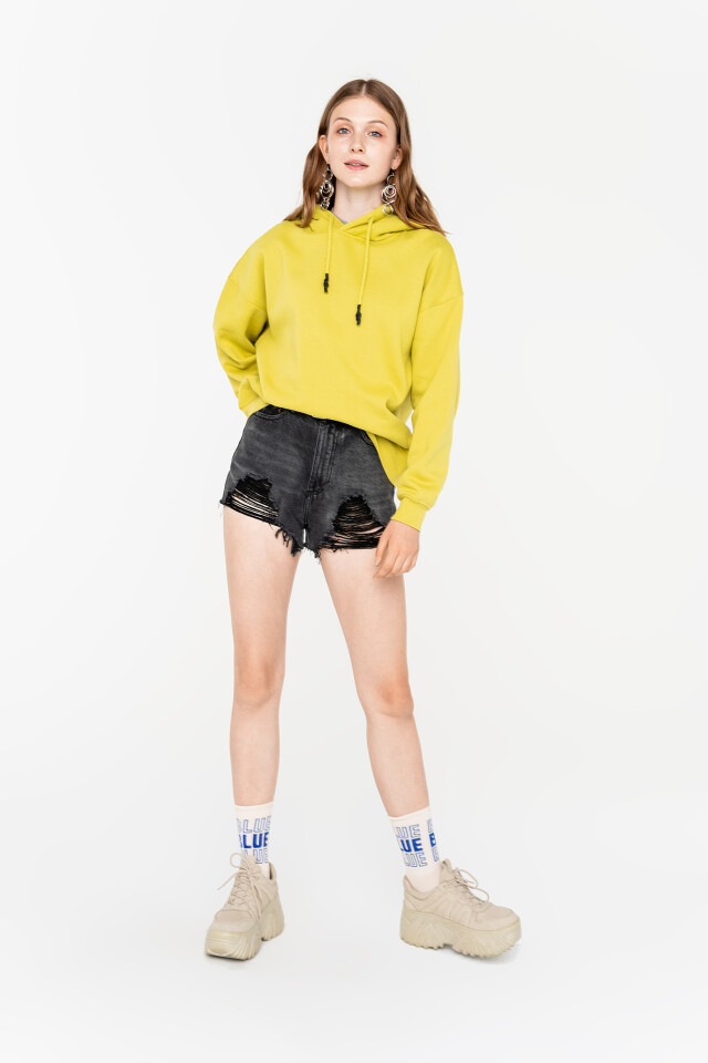 худи утепленная oversize - цвет зеленый - 2
