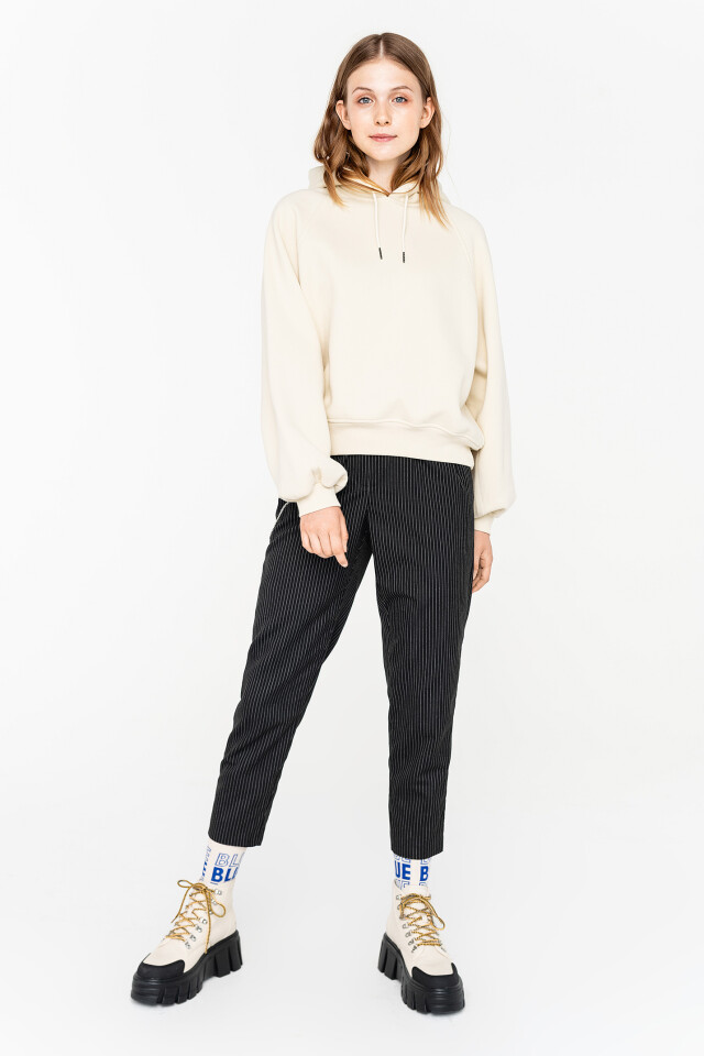 худи утепленная oversize из хлопка - цвет бежевый - 2