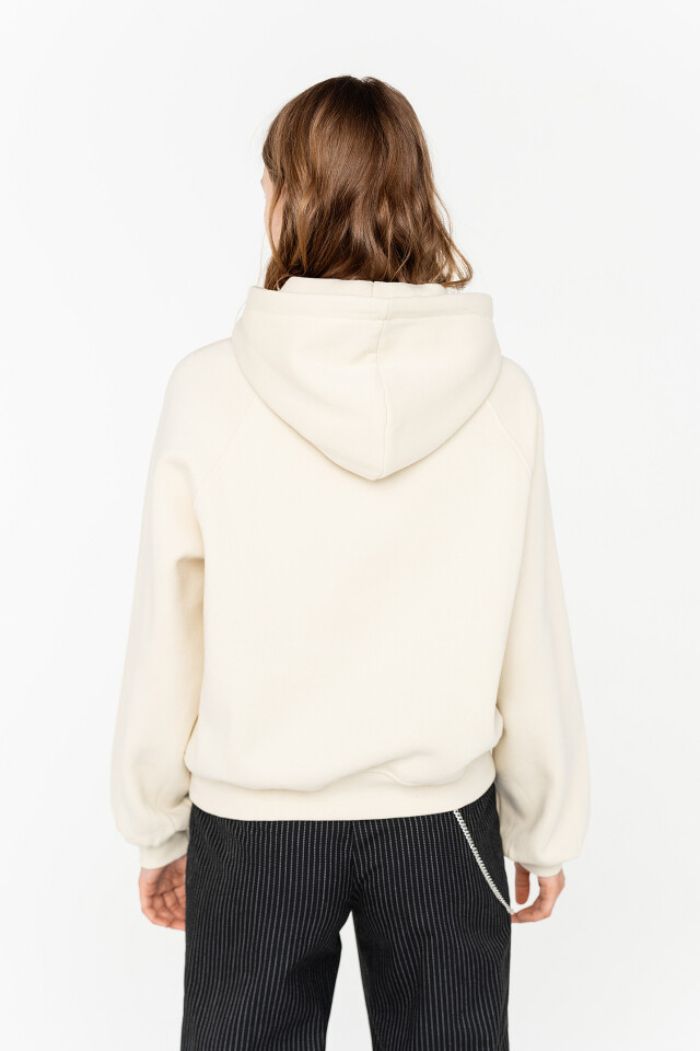 худи утепленная oversize из хлопка - цвет бежевый - 4