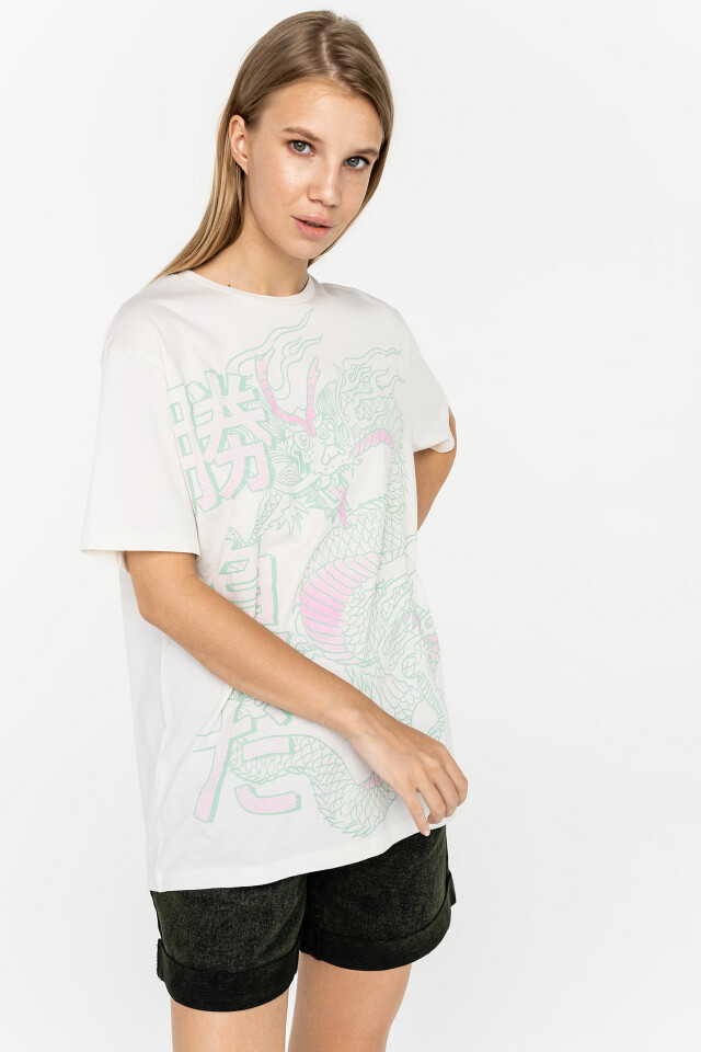 футболка хлопковая oversize с драконом - цвет серый - 2
