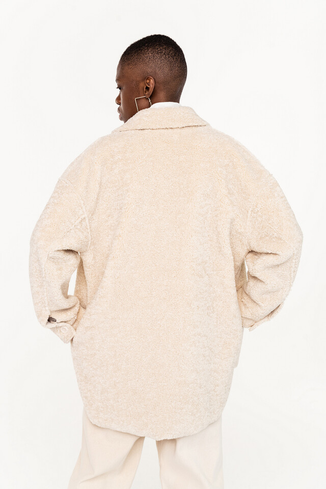куртка oversize из искусственного меха - цвет бежевый - 5