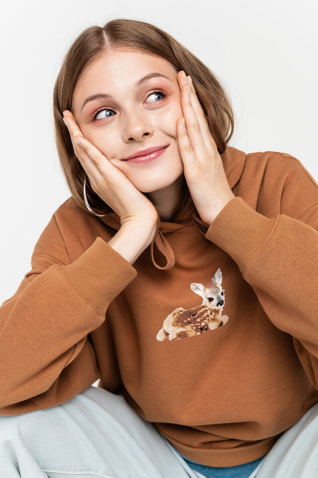 худи утепленная oversize с принтом "олененок" - цвет мультиколор - 1