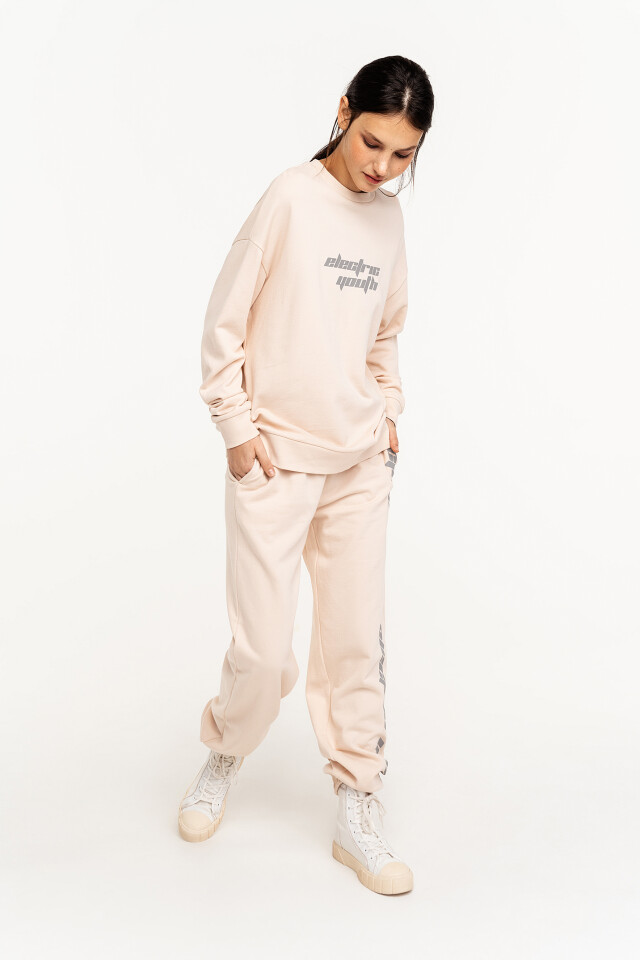 Свитшот хлопковый oversize с начесом - цвет белый - 1