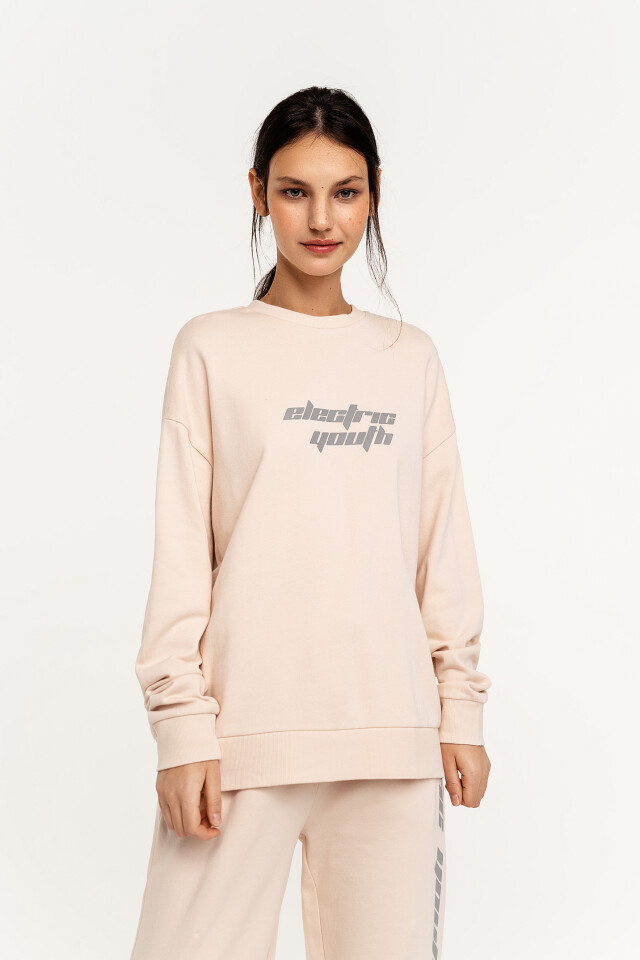 Свитшот хлопковый oversize с начесом - цвет белый - 2