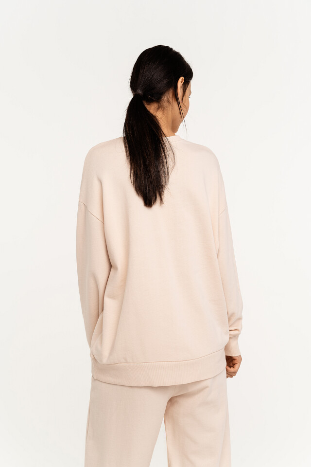 Свитшот хлопковый oversize с начесом - цвет белый - 4