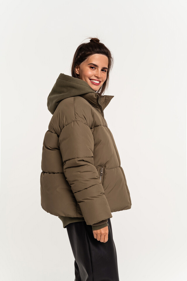 Куртка oversize на молнии с воротником-стойкой - цвет зеленый - 2