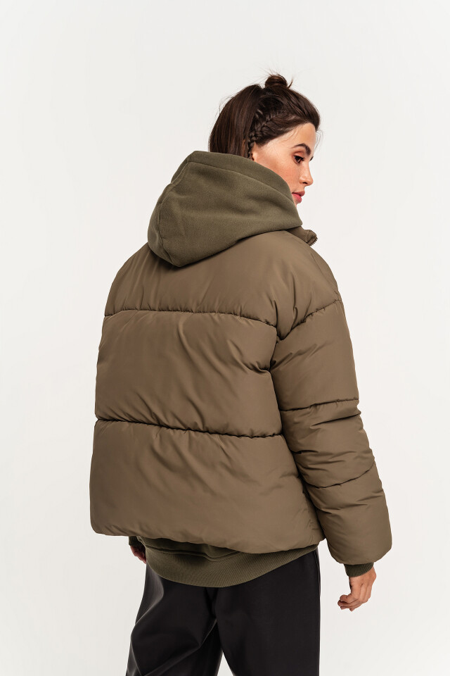 Куртка oversize на молнии с воротником-стойкой - цвет зеленый - 3