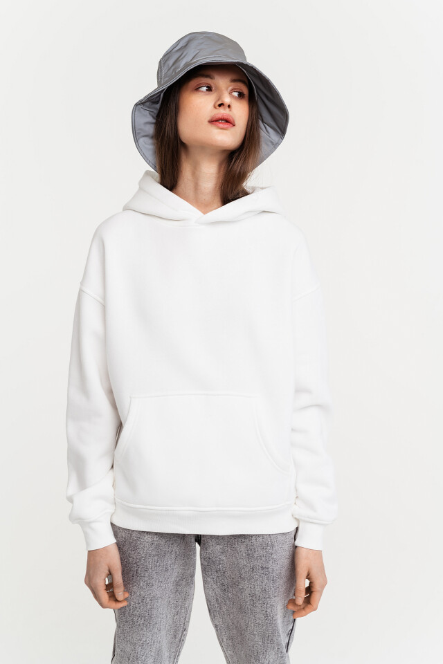 Худи oversize утепленная - цвет белый - 3