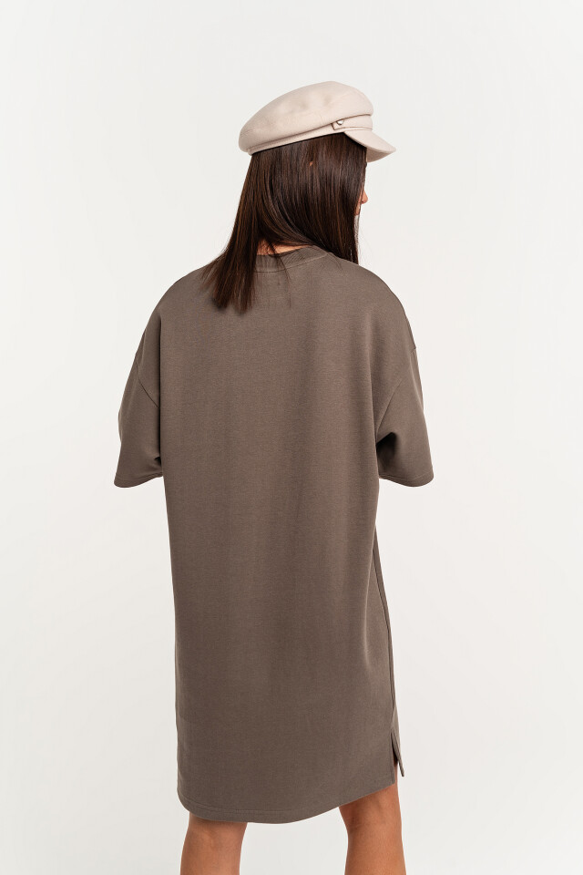 Платье-футболка хлопковое oversize - цвет зеленый - 4